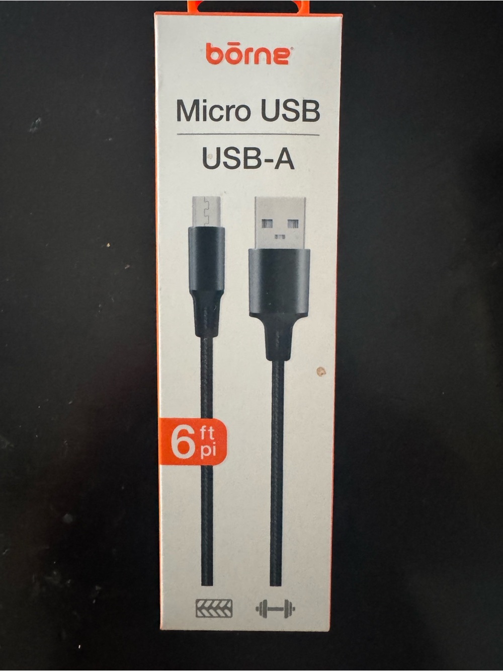 NEW Borne Micro USB to USB-A Braided Cable - Black
